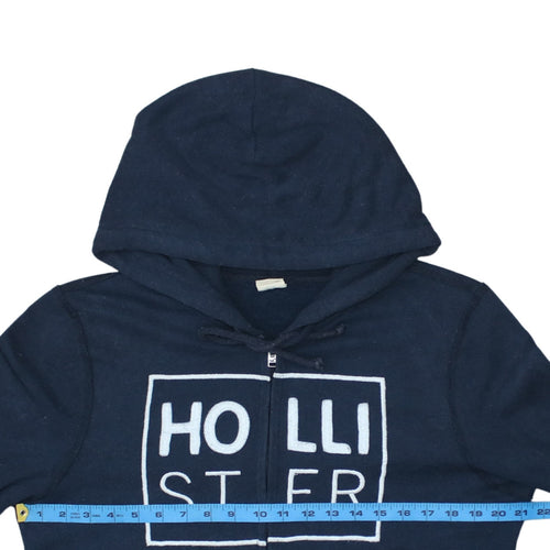 Hollister Men's Blue Full Zip Hoodie M Logo Fleece Sweatshirt
