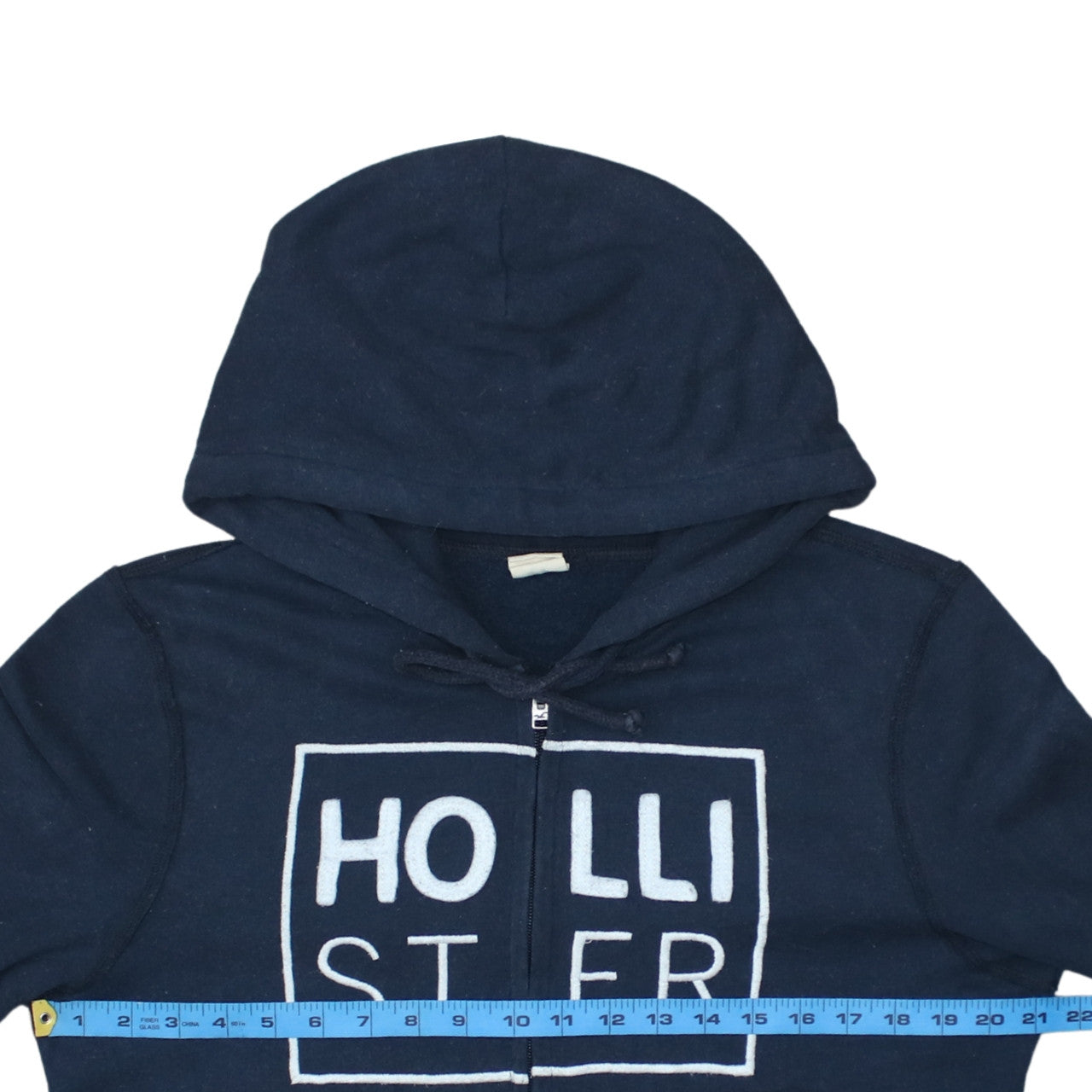 Hollister Men's Blue Full Zip Hoodie M Logo Fleece Sweatshirt