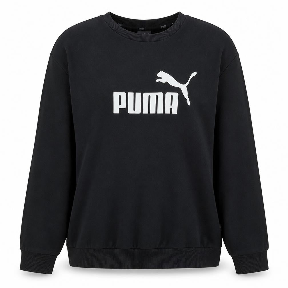 Front view of Puma Women Black, size 12, Crew Neck Pullover Sweatshirt