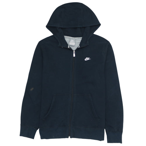 Nike Boys Black Full Zip Hoodie 13-15 Years Cotton Fleece Sportswear