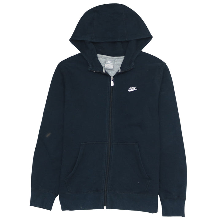 Nike Boys Black Full Zip Hoodie 13-15 Years Cotton Fleece Sportswear