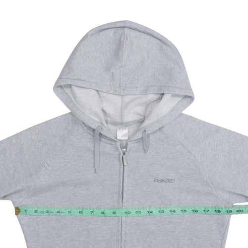 Reebok Women Grey Full Zip Hoodie Size M Cotton Blend Casual