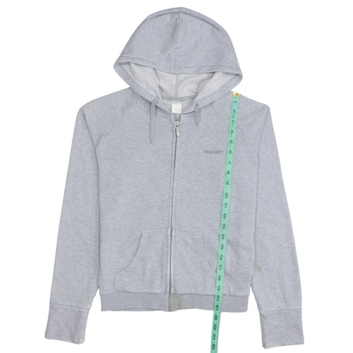 Reebok Women Grey Full Zip Hoodie Size M Cotton Blend Casual