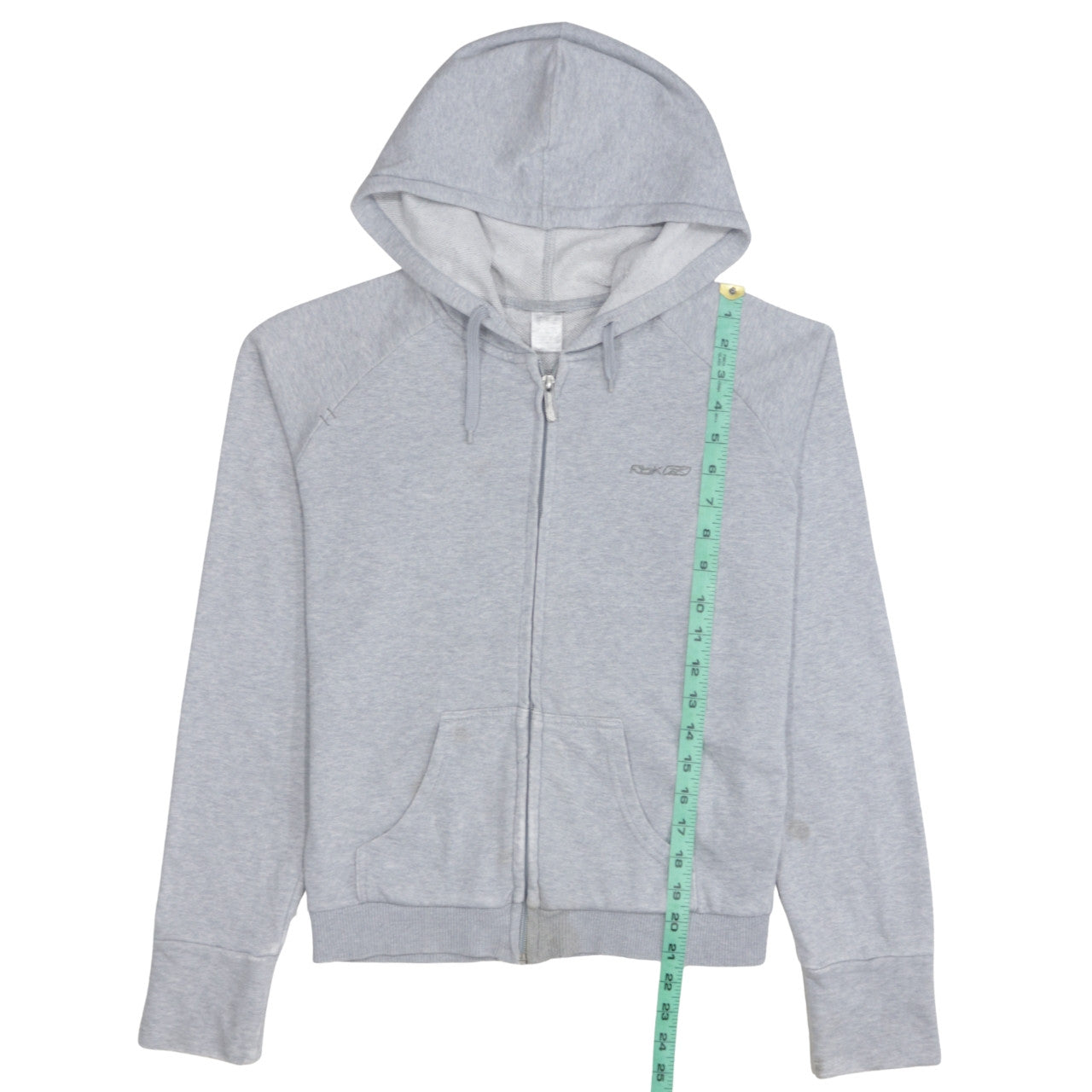 Reebok Women Grey Full Zip Hoodie Size M Cotton Blend Casual