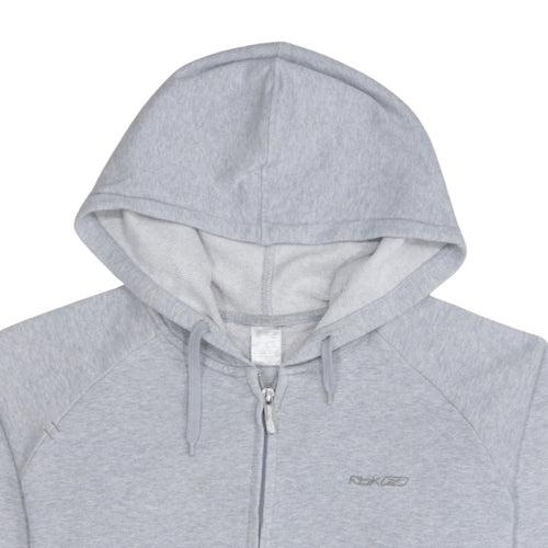 Reebok Women Grey Full Zip Hoodie Size M Cotton Blend Casual