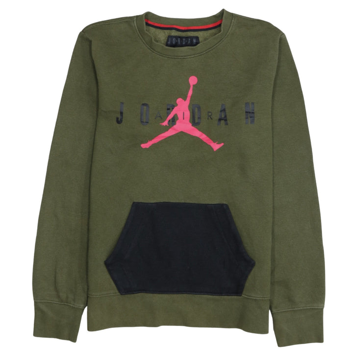 Jordan Boys Green Black Sweatshirt Crew Neck Fleece Regular Fit 10-11 Years