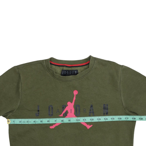 Jordan Boys Green Black Sweatshirt Crew Neck Fleece Regular Fit 10-11 Years