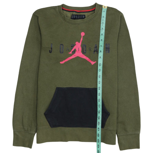 Jordan Boys Green Black Sweatshirt Crew Neck Fleece Regular Fit 10-11 Years