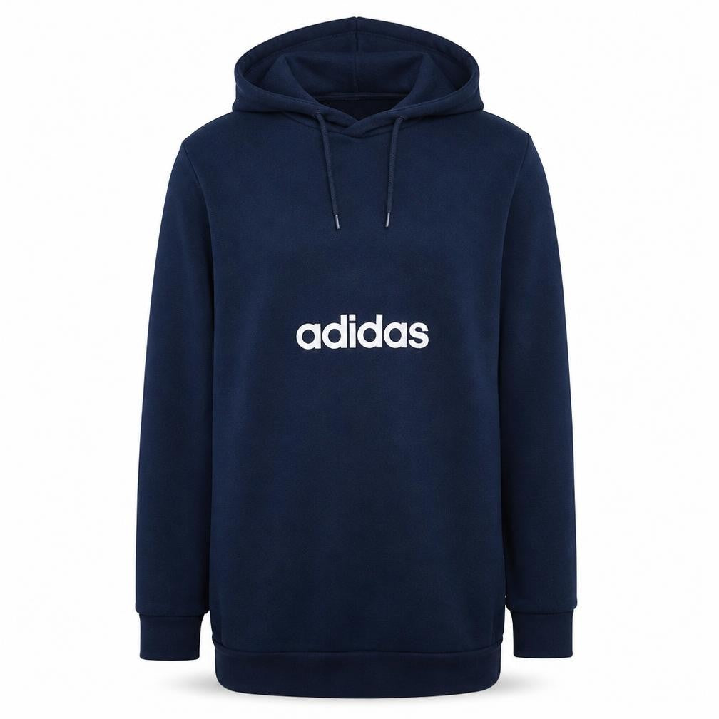 Front view of Adidas Men's Blue Pullover Hoodie M Regular Fit Sports Sweatshirt