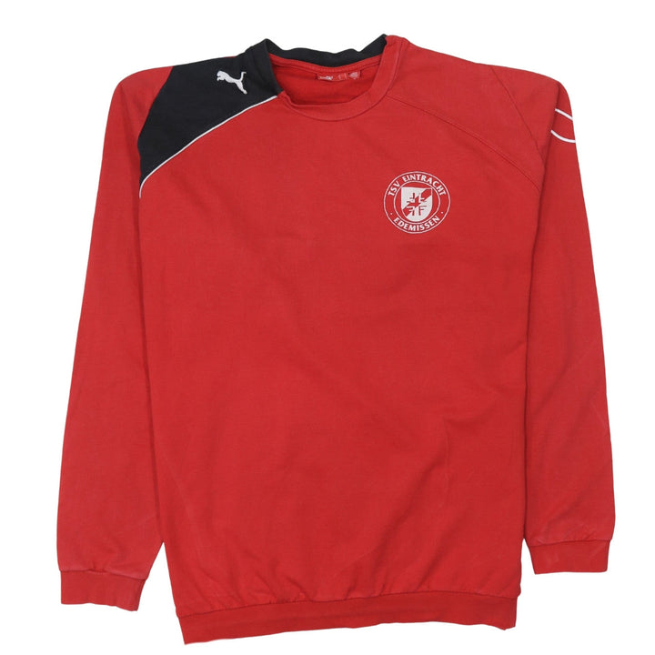Puma Men Red Black Crew Neck Long Sleeve Sweatshirt L Football Style