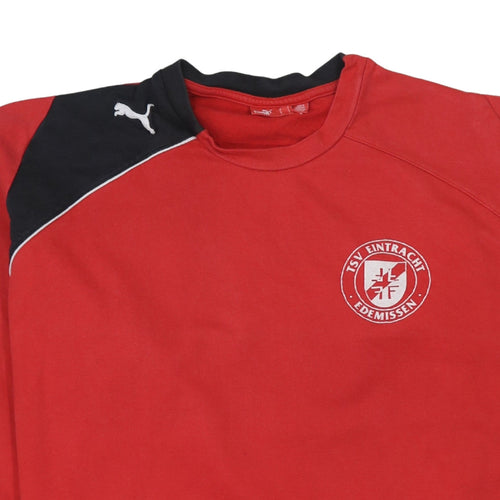 Puma Men Red Black Crew Neck Long Sleeve Sweatshirt L Football Style