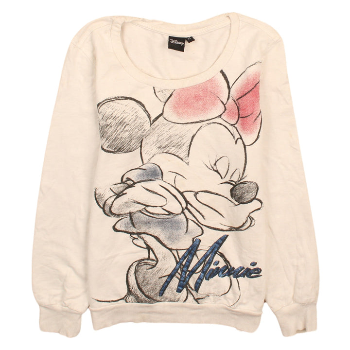 Disney Womens Ivory Minnie Mouse Pullover Sweatshirt XS