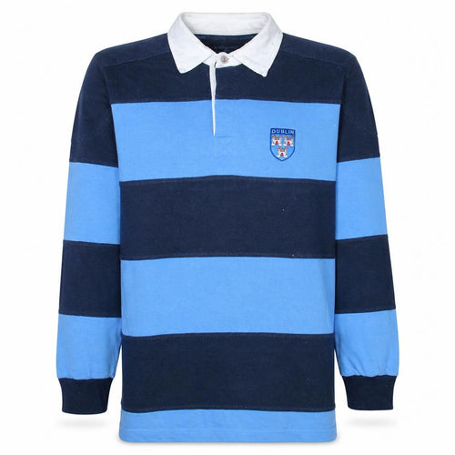 The Hill 16 Collection Men's Blue Striped Collared Rugby Sweatshirt XL