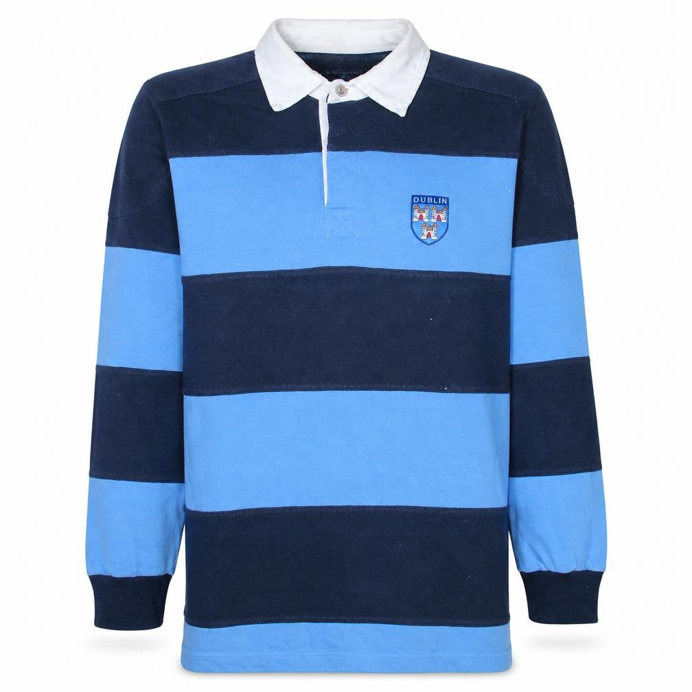 The Hill 16 Collection Men's Blue Striped Collared Rugby Sweatshirt XL