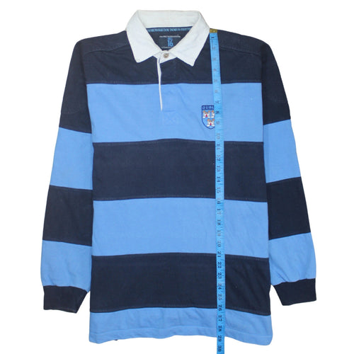 The Hill 16 Collection Men's Blue Striped Collared Rugby Sweatshirt XL