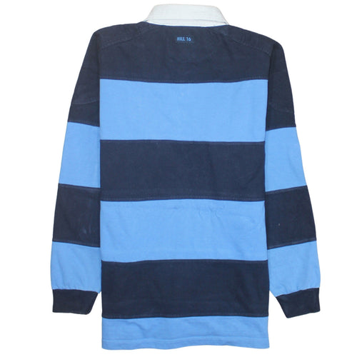 The Hill 16 Collection Men's Blue Striped Collared Rugby Sweatshirt XL