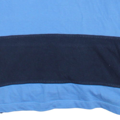 The Hill 16 Collection Men's Blue Striped Collared Rugby Sweatshirt XL