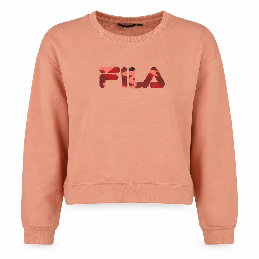 Front view of Fila women’s pink crew neck pullover sweatshirt m