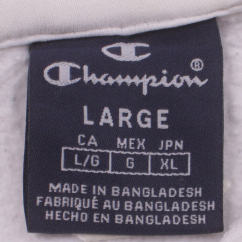 Champion Men's White Large Pullover Hoodie with Logo Print