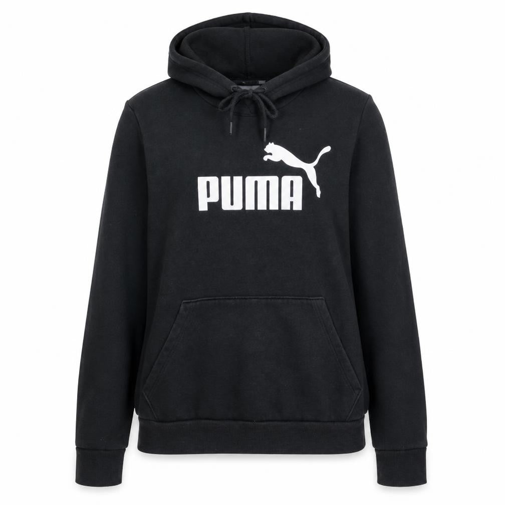 Front view of Puma Women's Black Pullover Hoodie, size 14, Hooded Sweatshirt