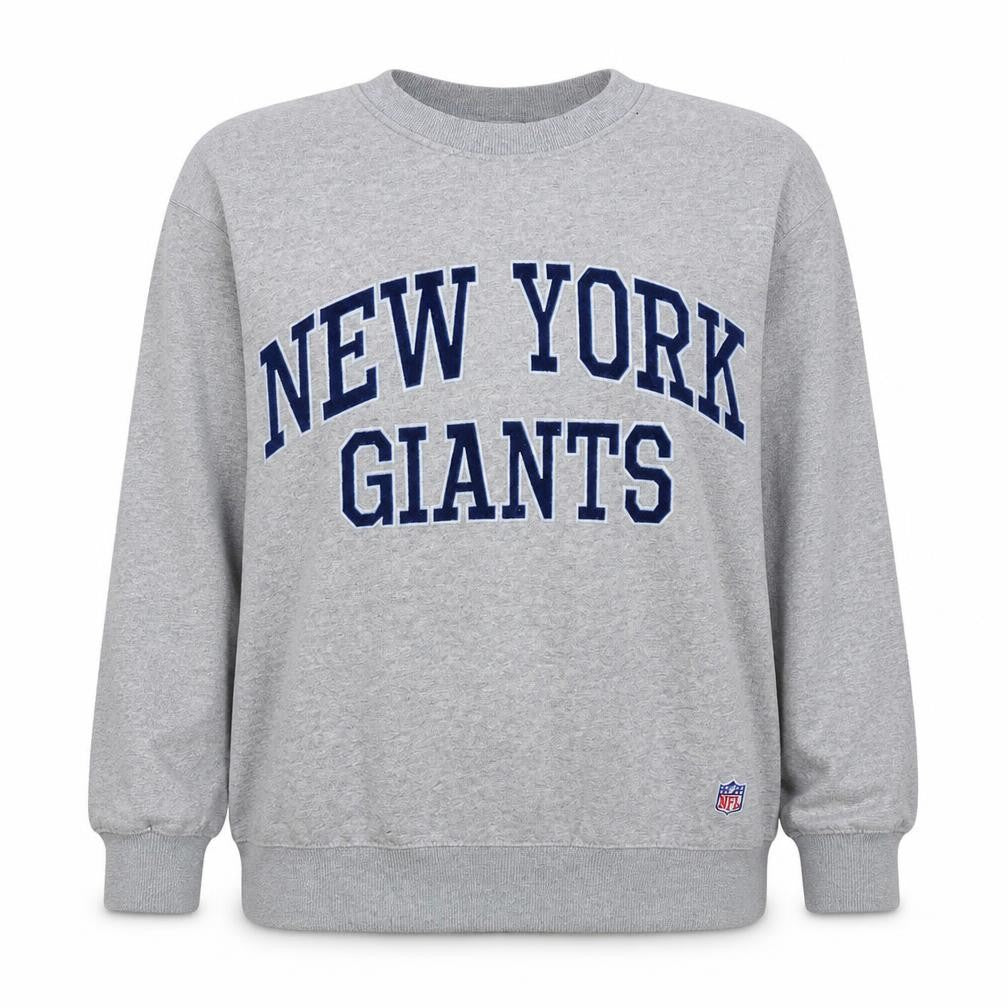 Front view of H&M women’s grey new york giants pullover sweatshirt, size S