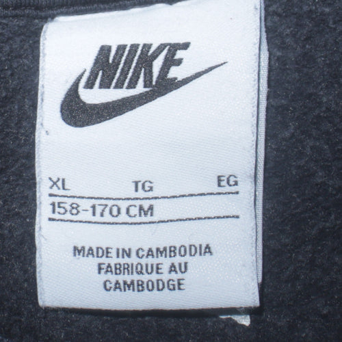 Nike Boys Black XL Crew Neck Fleece Pullover Sweatshirt with Logo