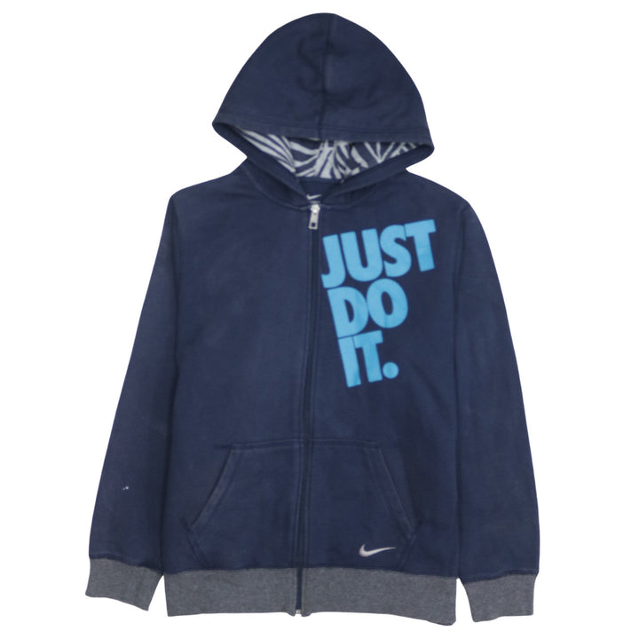 Nike Boys Blue Full Zip Hoodie XL 13-15 Years Just Do It Logo Fleece