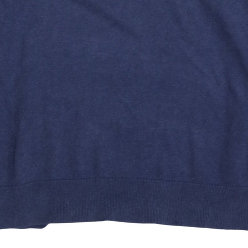 Tommy Hilfiger Men's Blue Cotton Collared Henley Jumper 2XL
