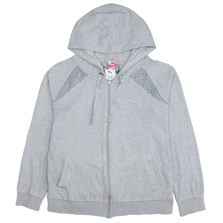 Puma Women Grey Full Zip Hoodie XL Cotton Sequin Detail