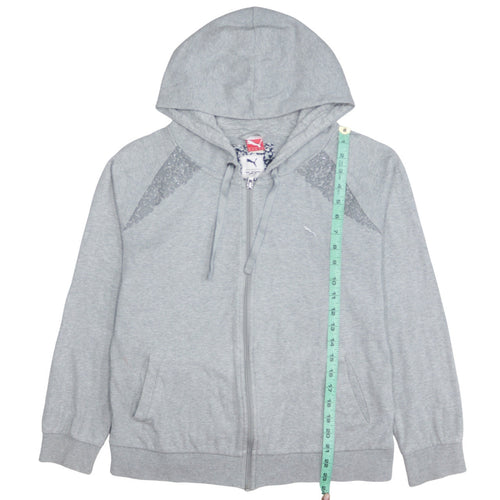 Puma Women Grey Full Zip Hoodie XL Cotton Sequin Detail