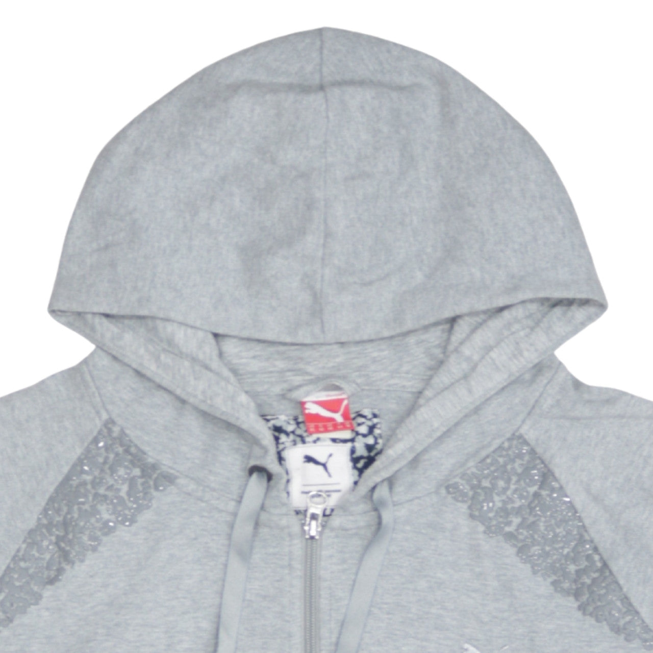 Puma Women Grey Full Zip Hoodie XL Cotton Sequin Detail