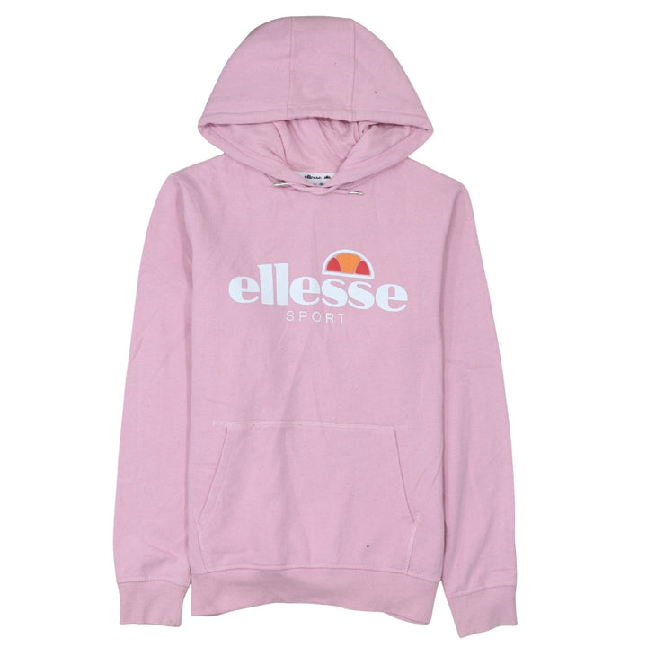 Ellesse Women Pink Pullover Hoodie UK 16 Cotton Blend Sport Style