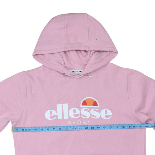 Ellesse Women Pink Pullover Hoodie UK 16 Cotton Blend Sport Style
