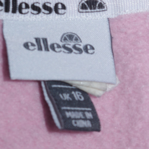 Ellesse Women Pink Pullover Hoodie UK 16 Cotton Blend Sport Style