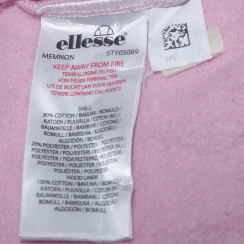Ellesse Women Pink Pullover Hoodie UK 16 Cotton Blend Sport Style