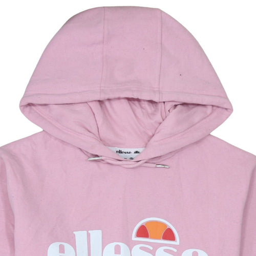 Ellesse Women Pink Pullover Hoodie UK 16 Cotton Blend Sport Style