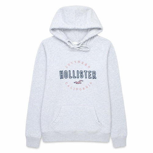 Hollister Womens Light Grey Hoodie Small Pullover Cotton Blend