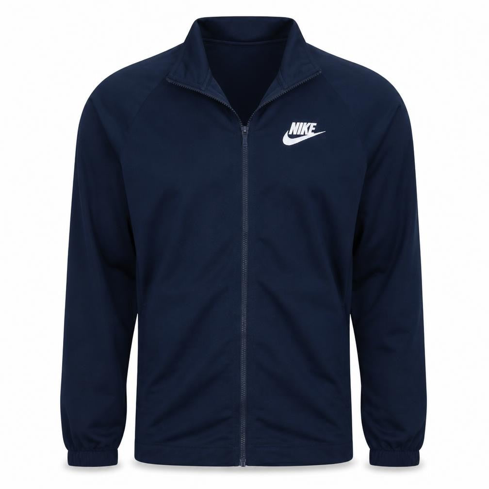 Front view of Nike Men's Blue Track Jacket M Regular Fit Full Zip Polyester