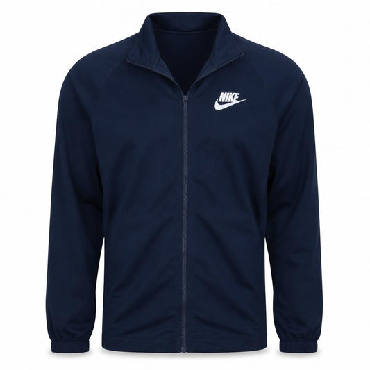 Front view of Nike Men's Blue Track Jacket M Regular Fit Full Zip Polyester