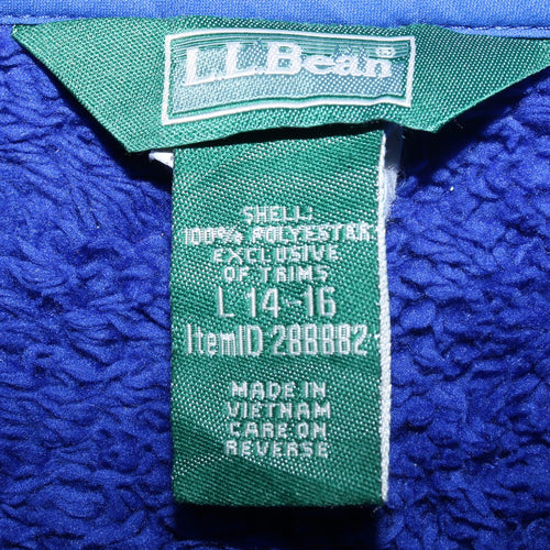 L.L. Bean Boys Blue Fleece Full Zip Jacket Size 14-16 Polyester