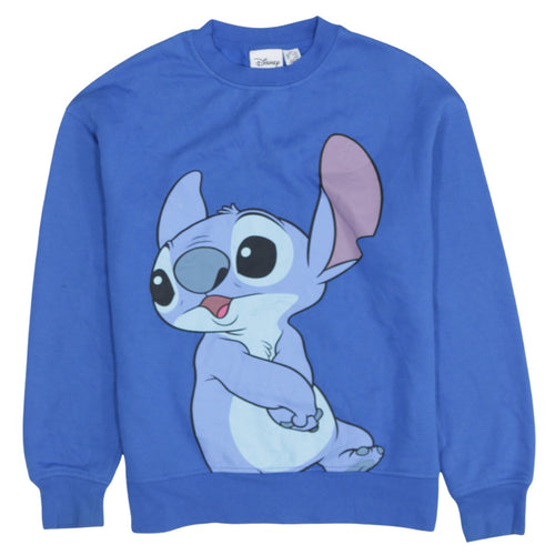 Disney Women Blue Stitch Sweatshirt 2XS Pullover Cotton Blend