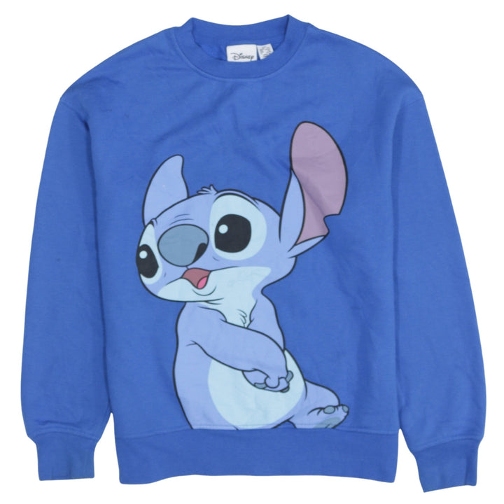 Disney Women Blue Stitch Sweatshirt 2XS Pullover Cotton Blend