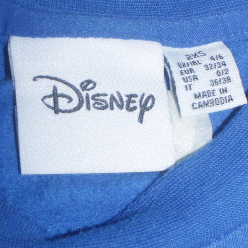 Disney Women Blue Stitch Sweatshirt 2XS Pullover Cotton Blend