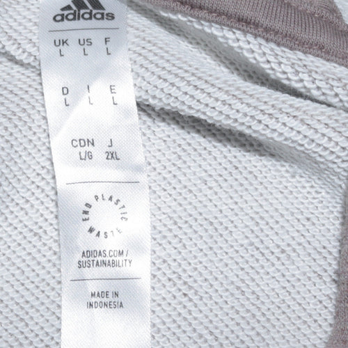 Adidas Men Beige Pullover Hoodie L Regular Fit Sports Style