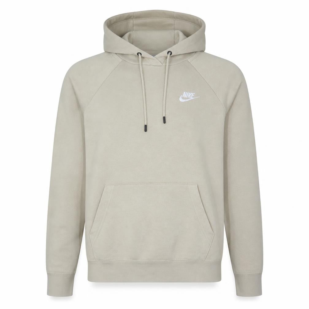 Front view of Nike Men's Beige Pullover Hoodie M Regular Fit Fleece Sweatshirt