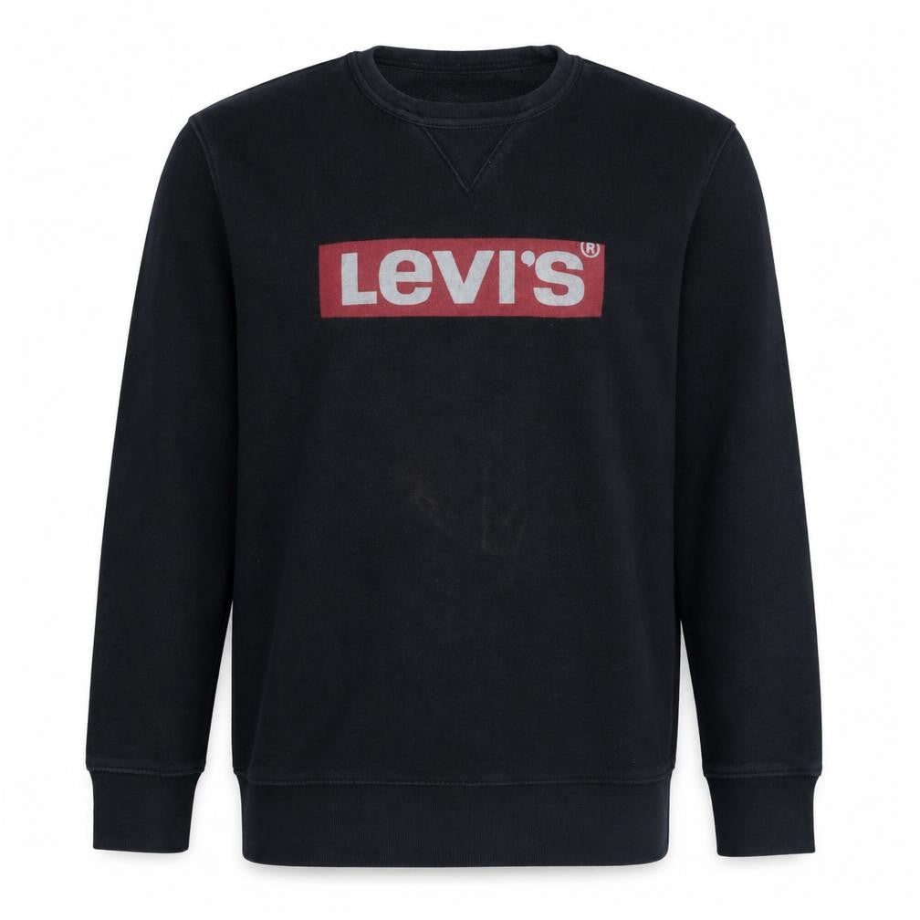 Front view of Levi's Men's Black Logo Crew Neck Sweatshirt, size M