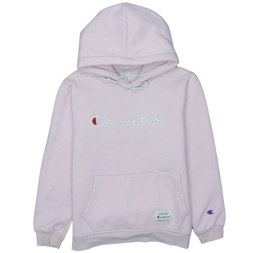 Champion Womens Pink Small Pullover Hoodie Embroidered Logo Sweatshirt