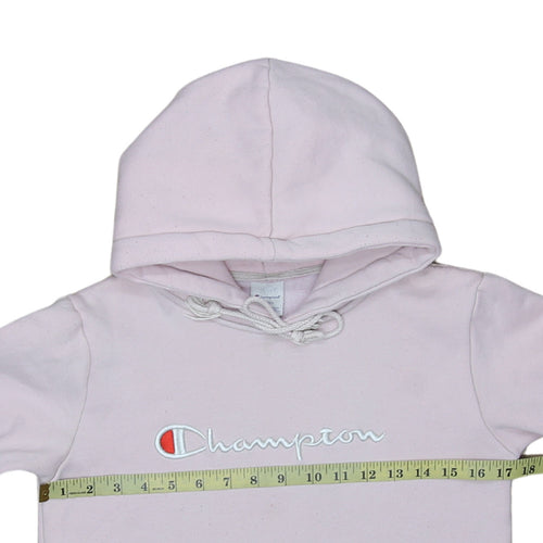 Champion Womens Pink Small Pullover Hoodie Embroidered Logo Sweatshirt
