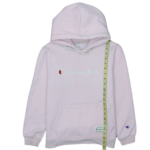 Champion Womens Pink Small Pullover Hoodie Embroidered Logo Sweatshirt