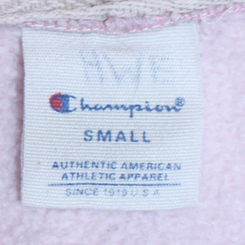 Champion Womens Pink Small Pullover Hoodie Embroidered Logo Sweatshirt